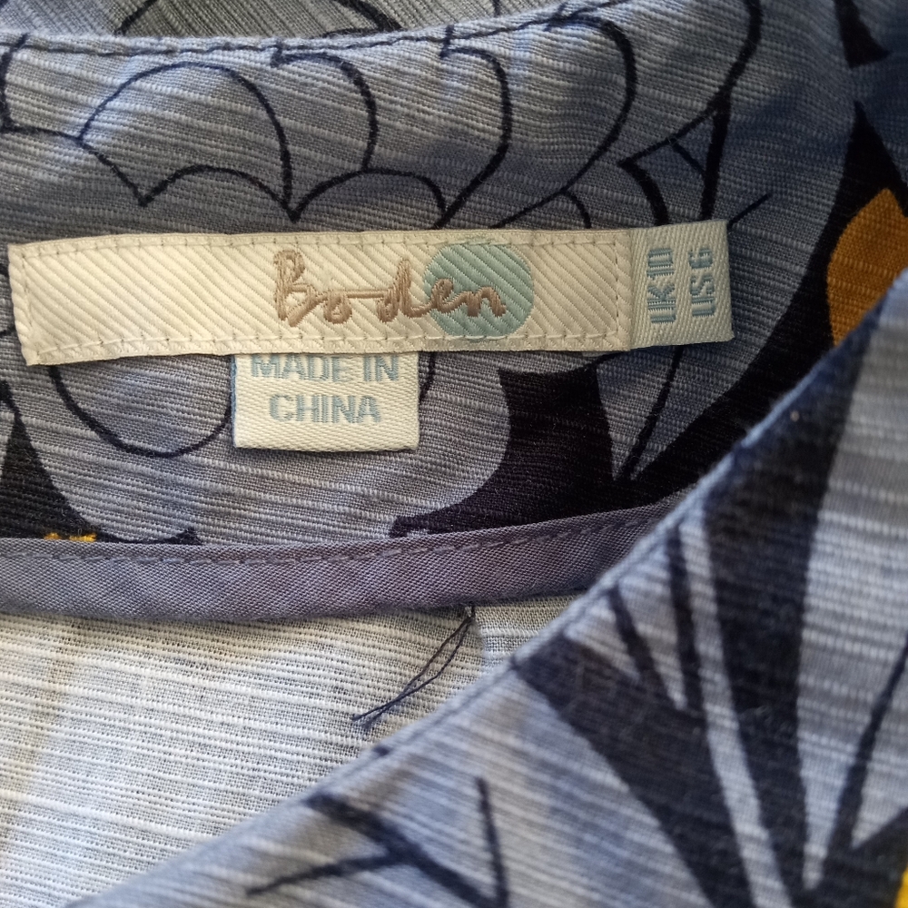 BODEN Afia Floral Blue & Yellow Shift W/Pockets | 6 - Picture 9 of 9